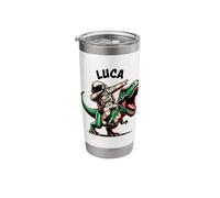 Luca Dabbing Astronaut on a Dinosaur Cartoon Stainless Steel Insulated Tumbler
