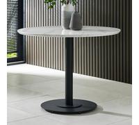 Luca Dining Table - 100cm - 4 Seater - Round - White and Black - Marble Effect and Metal