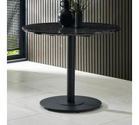 Luca Dining Table - 80cm - 2 Seater - Round - Black - Marble Effect and Metal