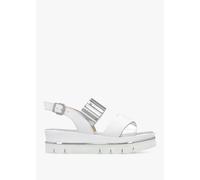 LUCA GROSSI White Leather Metallic Strap Low Wedge Sandals Size: 41, C