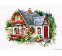 Luca-S BU4005 Beautiful Country House Cross Stitch Kit Cotton, Multicoloured, 34 x 24 cm