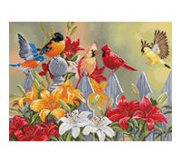 Luca-S counted cross stitch kit "Backyard Birds with Daylilies", 32x23cm, DIY