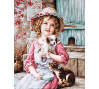 Luca-S counted Cross Stitch kit "Best of Friends Girl", 35x40cm, DIY