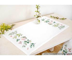 Luca-S counted Cross Stitch kit Table runner "Table runner leaves and flowers ",