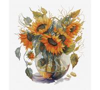 Luca-S counted cross stitch kit "Vase with Sunflower", 24x27cm, DIY