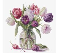 Luca-S Cross Stitch Kit Bouquet of Tulips, B7029, Counted Cross Stitch Kit for Adults, Needlecraft and Embroidery Kit