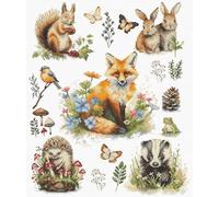 Luca-S Cross Stitch Kit Forest Animals, BU5057, Counted Cross Stitch Kit for Adults, Needlecraft and Embroidery Kit