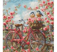 Luca-S Cross Stitch Kit Gold - Bicycle with Roses, BU5061, Counted Cross Stitch Kit for Adults, Needlecraft and Embroidery Kit