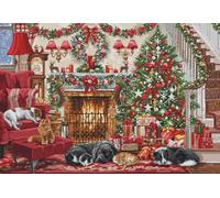 Luca-S Cross Stitch Kit Gold - Cosy Fireplace, BU5041, Counted Cross Stitch Kit for Adults, Needlecraft and Embroidery Kit
