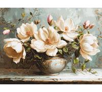 Luca-S Cross Stitch Kit Gold, Counted Cross Stitch for Adults, Embroidery Kit - The Mysterious Magnolias, B707