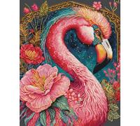 Luca-S Cross Stitch Kit Gold - Flamingo Fantastico, BU5036, Counted Cross Stitch Kit for Adults, Needlecraft and Embroidery Kit