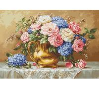 Luca-S Cross Stitch Kit Gold - Golden Bloom, B723, Counted Cross Stitch Kit for Adults, Needlecraft and Embroidery Kit