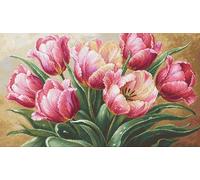 Luca-S Cross Stitch Kit Gold - Graceful Tulips, B718, Counted Cross Stitch Kit for Adults, Needlecraft and Embroidery Kit