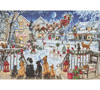 Luca-S Cross Stitch Kit Gold - Pets On The Porch, B2423, Counted Cross Stitch Kit for Adults, Needlecraft and Embroidery Kit