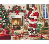 Luca-S Cross Stitch Kit Gold- Santa Interior, BU5100, Counted Cross Stitch Kit for Adults, Needlecraft and Embroidery Kit