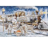 Luca-S Cross Stitch Kit Gold - Santa’s Express White, BU5038, Counted Cross Stitch Kit for Adults, Needlecraft and Embroidery Kit