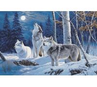 Luca-S Cross Stitch Kit Gold - The Howl of Wolves and The Winter Moon, B727