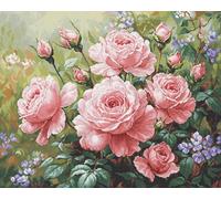 Luca-S Cross Stitch Kit Gold - The Roses Garden, B717, Counted Cross Stitch Kit for Adults, Needlecraft and Embroidery Kit