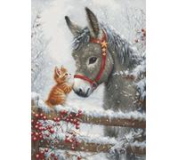 Luca-S Cross Stitch Kit Gold- Warm Hug, BU5075, Counted Cross Stitch Kit for Adults, Needlecraft and Embroidery Kit