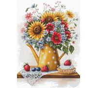 Luca-S Cross Stitch Kit Summer Flowers, B7052, Counted Cross Stitch Kit for Adults, Needlecraft and Embroidery Kit
