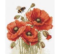 Luca-S Cross Stitch Kit The Splendor of Summer Poppies, B7042, Counted Cross Stitch Kit for Adults, Needlecraft and Embroidery Kit