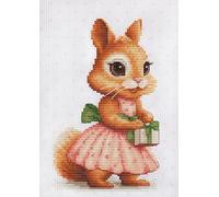 Luca-S Cross Stitch Kit The Squirrel's Gift, B1414, Counted Cross Stitch Kit for Adults, Needlecraft and Embroidery Kit