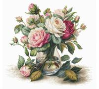 Luca-S Cross Stitch Kit Vase with Roses, B7026, Counted Cross Stitch Kit for Adults, Needlecraft and Embroidery Kit