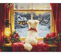Luca-S Cross Stitch Kit Waiting for The Snowflakes, BU5076, Counted Cross Stitch Kit for Adults, Needlecraft and Embroidery Kit