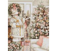 Luca-S Cross Stitch Kit White Santa with Christmas Tree, BU5019