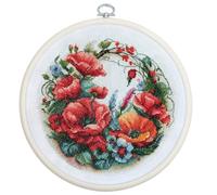 Luca-S Cross Stitch Kit with Hoop Included Composition with Poppies, BC209, Counted Cross Stitch Kit for Adults, Needlecraft and Embroidery Kit