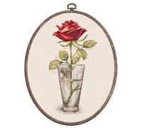 Luca-S Cross Stitch Kit with Hoop Included Rose Mister Lincoln, BC235, Counted Cross Stitch Kit for Adults, Needlecraft and Embroidery Kit