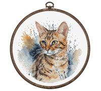 Luca-S Cross Stitch Kit with Hoop Included The Bengal Cat, BC210, Counted Cross Stitch Kit for Adults, Needlecraft and Embroidery Kit