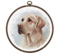 Luca-S Cross Stitch Kit with Hoop Included The Labrador, BC211, Counted Cross Stitch Kit for Adults, Needlecraft and Embroidery Kit