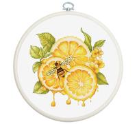 Luca-S Cross Stitch Kit with Hoop Included The Lemon Juice, BC234, Counted Cross Stitch Kit for Adults, Needlecraft and Embroidery Kit