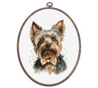 Luca-S Cross Stitch Kit with Hoop Included The Yorkshire Terrier, BC228, Counted Cross Stitch Kit for Adults, Needlecraft and Embroidery Kit