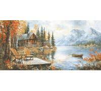 Luca-S Petit Point Kit Gold - Echoes of a Golden Season, G716, Counted Cross Stitch Kit for Adults, Needlecraft and Embroidery Kit