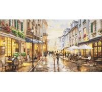 Luca-S Petit Point Kit Gold - Night Time Cafe, G729 Counted Cross Stitch Kit for Adults, Needlecraft and Embroidery Kit