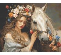 Luca-S Petit Point Kit Gold - The Flower Fairy, G620, Counted Cross Stitch Kit for Adults, Needlecraft and Embroidery Kit