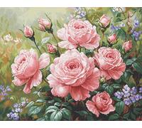 Luca-S Petit Point Kit Gold - The Roses Garden, G717, Counted Cross Stitch Kit for Adults, Needlecraft and Embroidery Kit
