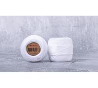 Luca-S Premium Coton Pearl Embroidery Thread Size 8, 100% Egyptian Cotton Crochet Yarn, Cross Stitch Embroidery Yarn, Oeko TEX Certified, 10 Grams per Ball Color White