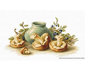 Luca-S Still Life with Mushrooms Counted Cross Stitch Kit, Pack of 1
