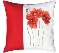Luca-S Three Poppies Split Cushion, 100% Cotton, Multi-Colour, 40 x 40 x 0.1 cm
