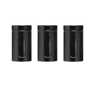 Luca Set of Three Clear and Black | Storage Jars
