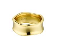 LUCA SMITH 14K Gold Stackable Rings 8mm Twisted Wavy Irregular Fashion Unisex Rings for Men Women Stackable Wedding Band Anniversary Engagement Ring Size 5, Brass, No Gemstone