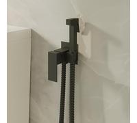 Luca Square Concealed Thermostatic Douche Kit, Matt Black, Temperature Control, Muslim Shower