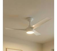 Lucande Airona LED ceiling fan, white, DC, quiet, dimmable.