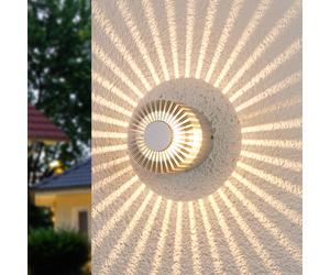 Lucande Aluminium-coloured LED outdoor wall light Lennias