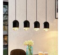 Lucande Amielle pendant lamp, four-bulb, black