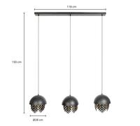 Lucande Aparas hanging light leaf look, 3-bulb