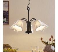 Lucande Binta hanging lamp, five-bulb, silver grey